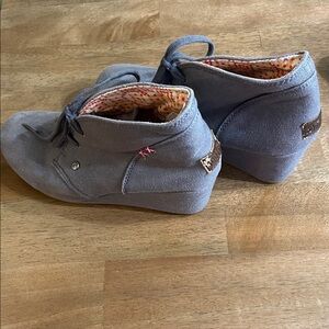 Mad Love Gray Wedge Ankle Boots